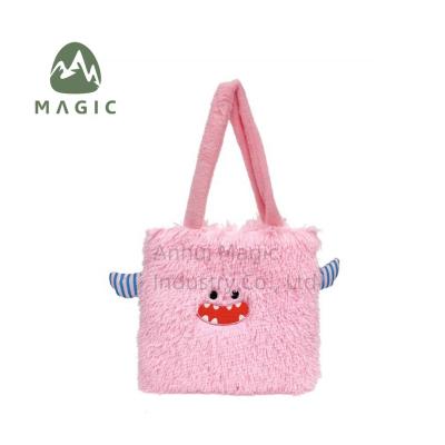 China Customized Logo Printed Women Handbag for Travel Daily Life Gift Plush Tote Shopping Bag for sale