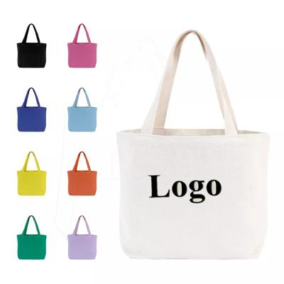 China Custom Logo Printed Large Plain Organic Shopping Tote Bag with Pocket Customized Logo for sale