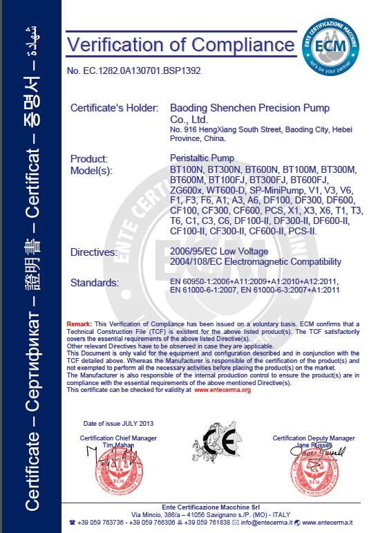 CE - Baoding Shenchen Precision Pump Co., Ltd.