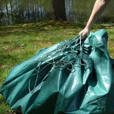 China Reusable Water Resistant Lawn Vegetable Trash Tarpaulin Container Garden Leaf Storage Bags With Drawstring for sale