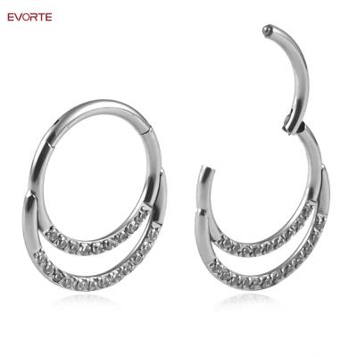 China TRENDY Titanium G23 Ear Weights Ear Measurements Piercing Tunnels Popular Zircon Nose Rings Body Jewelry Waist Segment Rings for sale