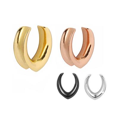 China FASHIONABLE 316L Stainless Steel Saddle Ear Stretching Plugs Ear Expander Measures Piercing Flesh Tunnel Ear Weighs Popular Body Jewelry for sale