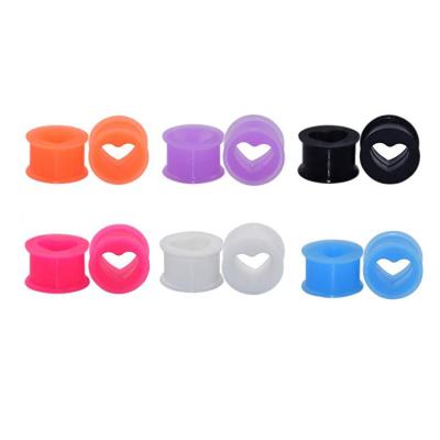 China Environmental Friendly Heart Silicone Soft Flexible Ear Plugs Measures Double Flared Expander Flesh Tunnels for sale