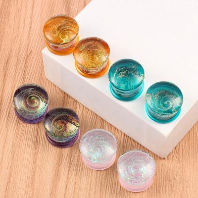 China Cute Factory Handmade Glass Ear Measures Plugs Ear Expander Weights Flesh Tunnels Body Piercing Jewelry for sale