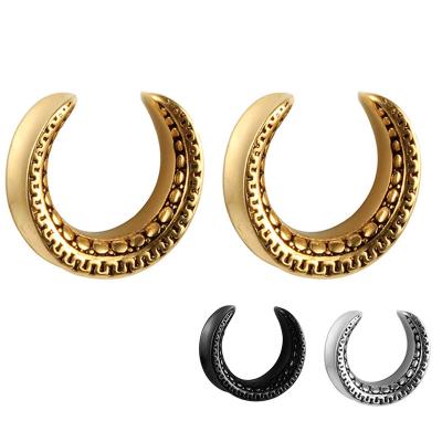 China Gold Plating CLASSIC Saddle 316L Stainless Steel Flesh Tunnel Ear Piercing Weights Tunnel Body Piercing Jewelry for sale