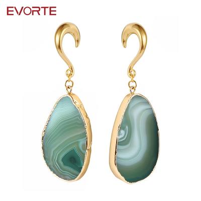 China Evorte New CLASSIC Style Body Jewelry 316L Stainless Steel Ear Weights Agate Ear Piercings for sale