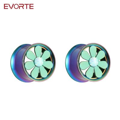 China New Arrival CLASSIC Evorte Ear Plugs Tunnels Body Jewelry Stainless Steel Rainbow Ear Piercing Gauges for sale