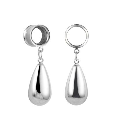 China CLASSIC 316L Stainless Steel Waterdrop Dangle Ear Gauges Weighs Flesh Tunnels Plugs Body Piercing Jewelry for sale