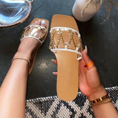 China Luxury Fashion Trend Mini Miller Flip Flop Slippers Beach Outdoor Slippers Women Shoes Clear PVC Chain Women Flip Flops for sale