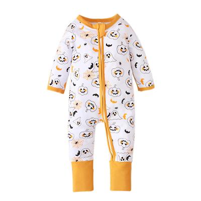 China High Quality Breathable Toddler Romper Halloween Baby Clothes Long Sleeve Jumpsuit Print Ghost Pumpkin Decoration Newborn Halloween Romper for sale