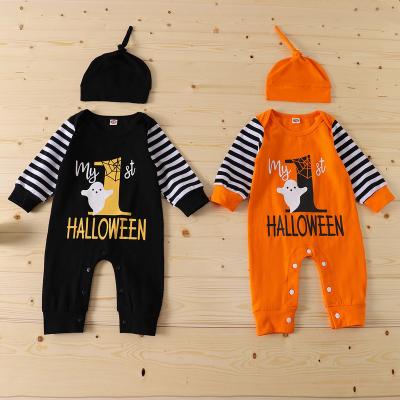 China High Quality Breathable Baby Kids Striped Number Letter Halloween New Long Sleeve One Piece Romper for sale