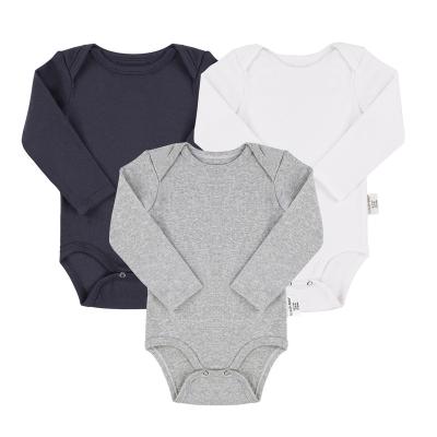 China 100% Breathable Cotton Baby Rompers Newborn Baby Clothes High Quality Solid Color Full Summer Customized Logo Unisex Knitted Baby Onesie for sale