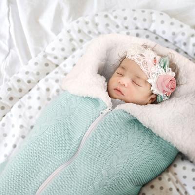 China Folding Antibacterial Baby Winter Plush Blanket Baby Winter Plush Carriage Knitting Multifunctional Warm Sleeping Bag for sale