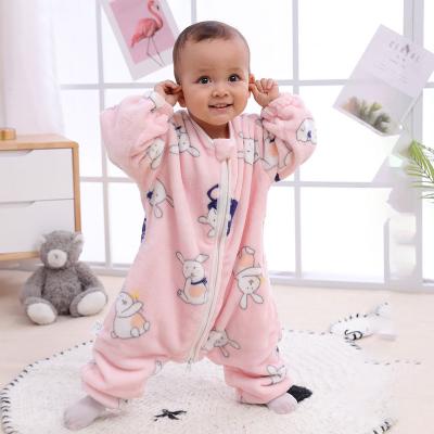 China Antibacterial Children's Autumn Winter Thickened Flannel One-Piece Pajamas 0-6 Years Old Ultra-soft Sleeping Bag Baby Winter for sale