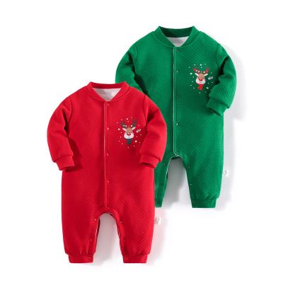 China New Year Christmas Breathable Santa Claus Baby Rompers Warm Winter Gift Long Sleeve Christmas Celebrate Baby Clothes for sale