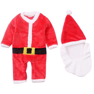 China Breathable Children's Christmas Costumes Play Santa 2 Pack Flannel Snap Button Baby Winter Warm Overalls for sale