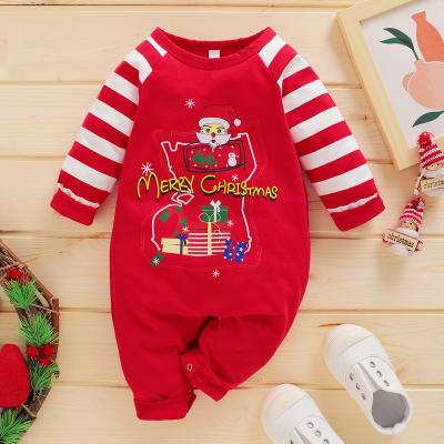 China Breathable Fashion Warm Newborn Baby Rompers Set For Christmas Long Sleeve Cotton Sweatshirt Baby Onesie for sale