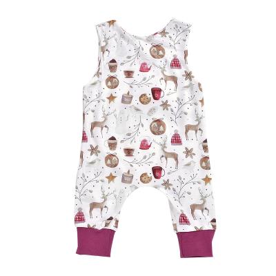 China 100% Cotton Christmas Baby Vest Baby Clothes Christmas Onesie Breathable Fawn Print Sleeveless Romper for sale