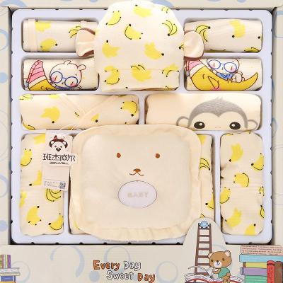 China Breathable 18pcs Set Cotton Newborn Clothes Set Cute Cartoon Printing Beige Neutral Baby Clothing Gift for sale