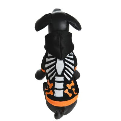 China Stocked Dog Costume Pet Apparel Dog Halloween Hoody Black Skeleton Print for sale