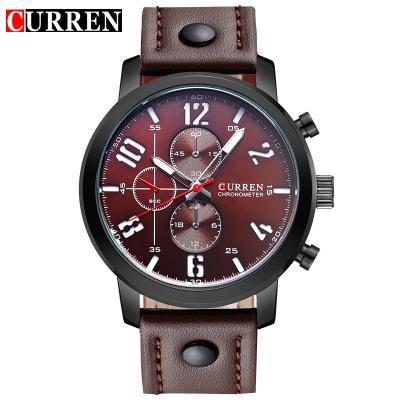 China Mens Curren Brand Luxury Leather Watches Men Military Sports Quartz Wristwatches Relogio Masculino 8192 for sale