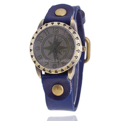 China New Vintage Unisex Leather Wrist Watch CCQ Star Dial Watch Women Quartz Watch Reloj Mujer Antique Gift for sale