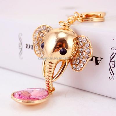 China Crystal Jewelry Fashion Metal Key Chains Vintage Elephant Elephant Head Accessory Crystal Charm Key Chain New for sale