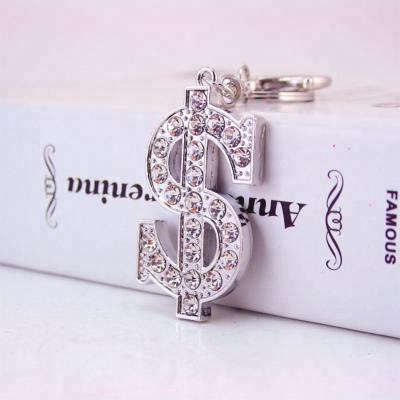 China Crystal High Quality Creative $ Crystal Money Sign Keychain Rhinestone Zinc Alloy Key Chain Keychain for sale