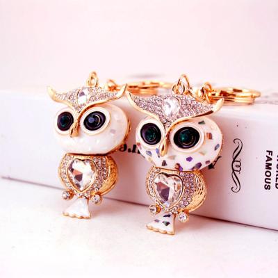 China Key Ring Female Bag Pendant Alloy Crystal Owl Keychain Key Chains Car Crystal Fashion Creative Rhinestone Owl for sale