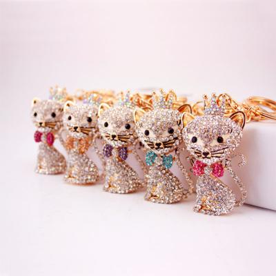 China Antique Car Bag Crystal Exquisite Keychain Wolf Bow Crystal Link Chaveiro Key Ring Holder Fashion Chain for sale