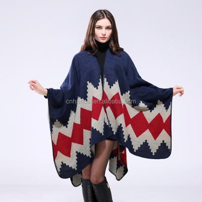 China Dobby Thicken Winter Cashmere Scarves Shawl Feel Poncho Blanket Women Striped Warm Ponchos And Capes for sale