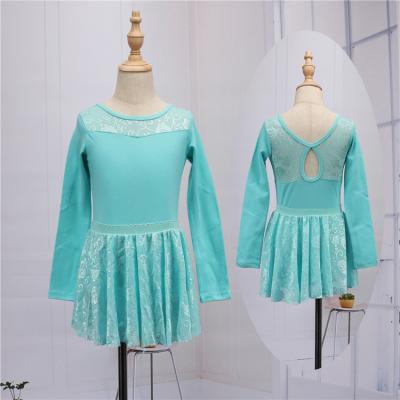 China Wholesale Dancer Tights Girls Spring Ballet To Wear 2 Pieces Cotton Lace Long Sleeve Dance Dress for sale