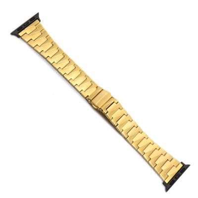 China Factory Wholesale Price Watch Band Fashion Gold 304 Stainless Steel Apple Band with Spring Buckle for sale