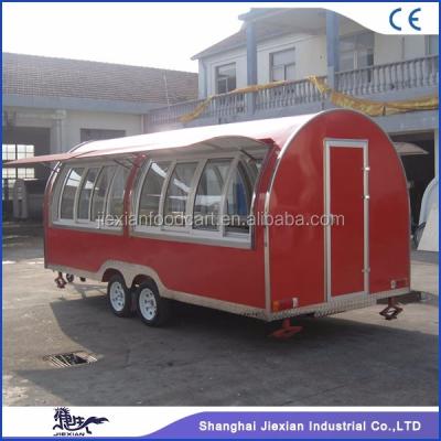 China Customized Mobile Vending Trolley JX-FR500 Mobile Food Caravan Trailer Fast Food Fiberglass Trailer For Sale With 4 Wheels for sale