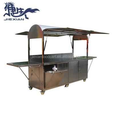 China Customized Mobile Vending Cart JX-CR240 New Arrival Stainless Steel Mobile Hand Push Food Cart for sale