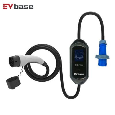 China Hot selling IEC 62196 level 2 7KW 32A evse electric car home portable current adjustable portable ev charging 24*10cm for sale