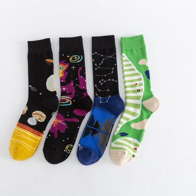 China 2020 Viable Starry Sky 200N Sock 100 Design Cotton Tube Sock Men Crew Luxury Custom Hot Sale Wholesale Socks for sale