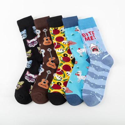 China Sustainable Animal Shark Custom Design Socks Mens Cotton Happy Crew Socks 2020 Wholesale New Fashion for sale