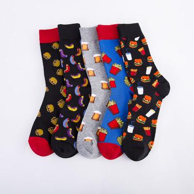 China Viable Snacks Sock Chips Beer Burger Hot Dog Cotton Crew Knocks Men's Tube Fashion OEM Knocks Good Quality No Minimum for sale