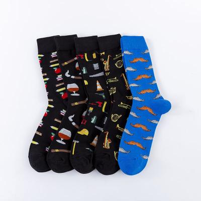 China Custom Made OEM Men's Tube Fashion Crew Socks Viable Socks Whale Frog Dinosaur Whale Frog Dinosaur Cotton Socks No Minimum Wholesale for sale