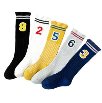 China School Number Kids Calf Socks QUICK DRY Fashion Unisex Cotton Sock Long Dress Crew Kids Socks Good Quality Unisex Custom OEM for sale