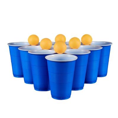 China Large Capacity Stocked Reusable Cup 16oz Blue Cups Plastic Party Shot Glasses - Drinking Beer Pong Shooters Games for sale