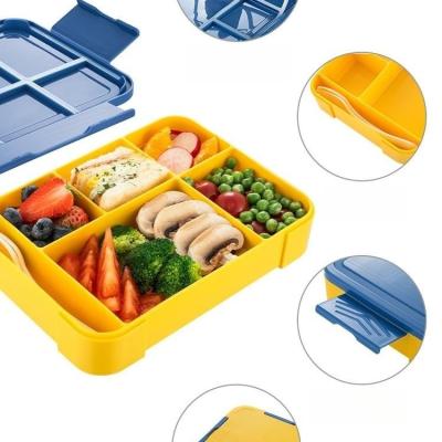 China Wholesale Fresh Keeping Child Kids Lunch Box Sealed In Compartments Fruit Salad Boxes Work Bento Box With Fork And Microwave Heating Spoon for sale