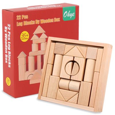 China 22 PCS Natural Magnetic Beech Wood Building Material Eco-friendly Block Children's Diy Educational Toy for sale