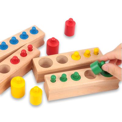 China Wooden Educational Knobbed Cylinder Wooden Toys Eco-friendly Material Montessori Toy Wholesale Kids Baby Sensory for sale