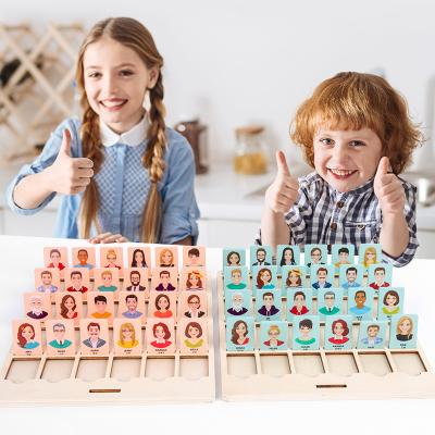 China Clean Eco-friendly Material Custom Guess Who I Am Wooden Puzzle Personalize Educational Board Game Toy For Kids for sale