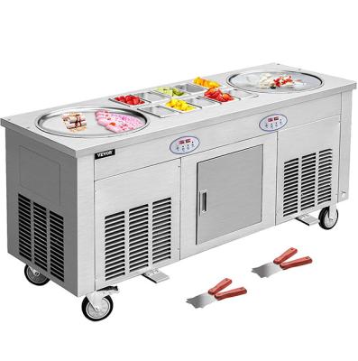 China Round Double Pan OEM Customized Wholesale Price High Output Thai Stir Cold Pan 10 Tanks Yogurt Making Roll Fried Ice Cream Rolls Machine for sale