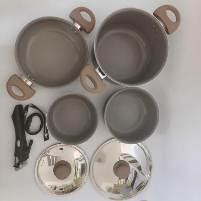 China Sustainable hot sale aluminum cooking pan set multi home cookware polished pressure cooker for sale