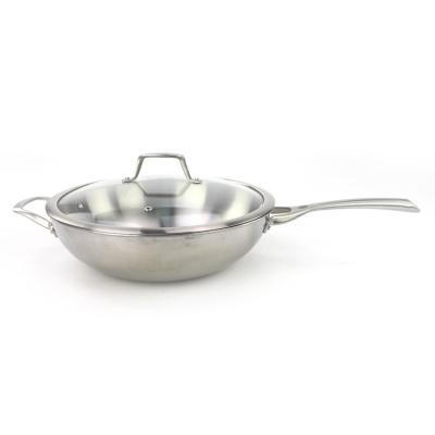 China Viable Hot Selling OEM Copper Stainless Steel Smokeless Non-Stick Triple Wok With Germany Style Handle for sale