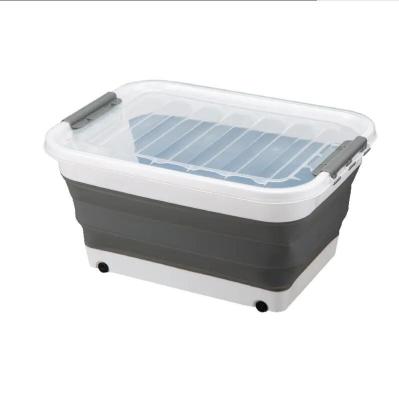 China Viable new design universal folding plastic 20L storage box with lids for sale